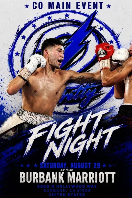 Fight Night co-main event flyer — TEAM 2pretty professional boxing, Saturday August 29 at the Burbank Marriott, 2500 N Hollywood Way, Burbank, CA 91505