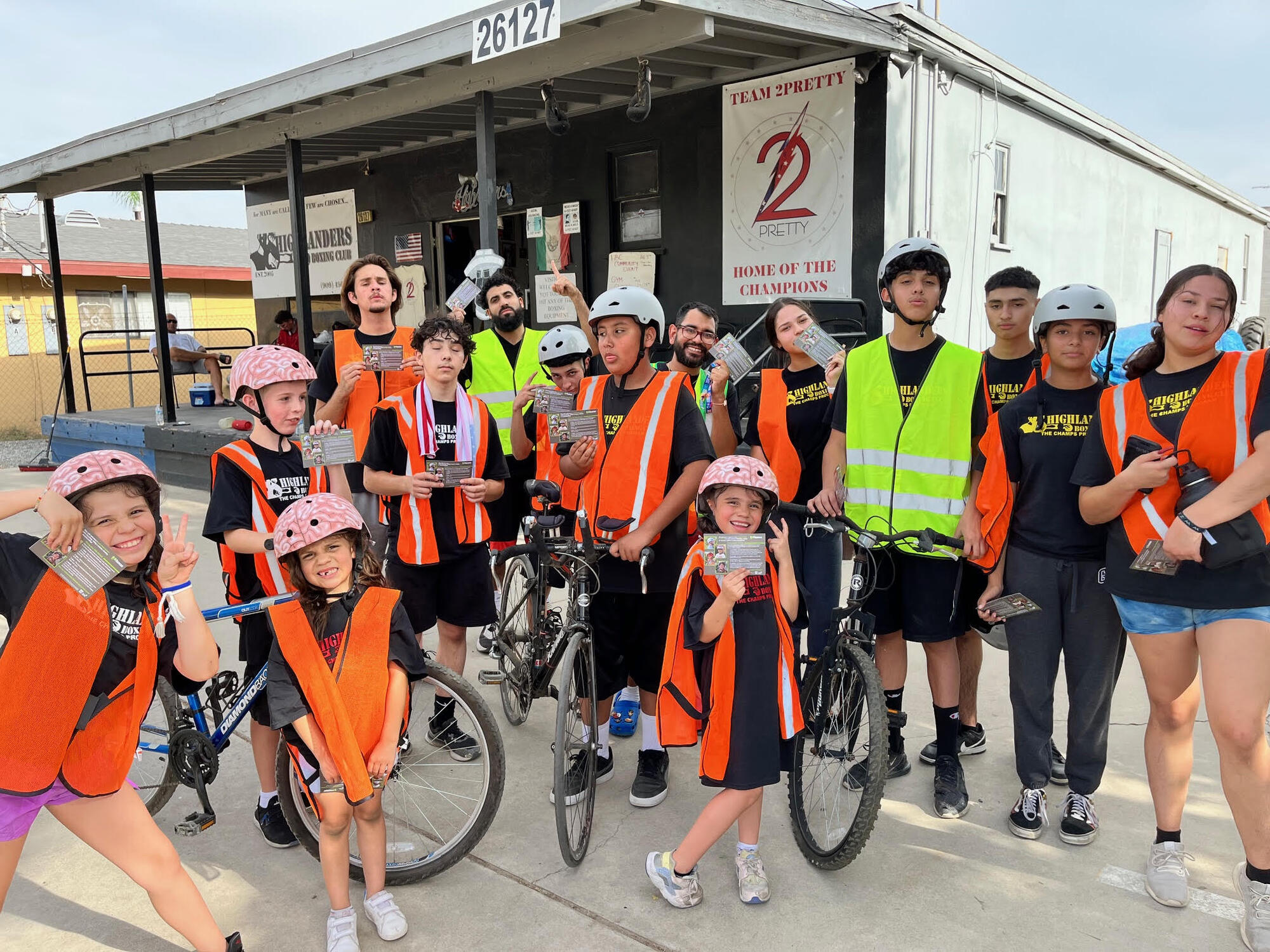 Bike helmets and safety equipment giveaway